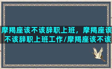 摩羯座该不该辞职上班，摩羯座该不该辞职上班工作/摩羯座该不该辞职上班，摩羯座该不该辞职上班工作-我的网站