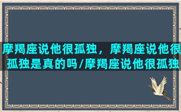 摩羯座说他很孤独，摩羯座说他很孤独是真的吗/摩羯座说他很孤独，摩羯座说他很孤独是真的吗-我的网站