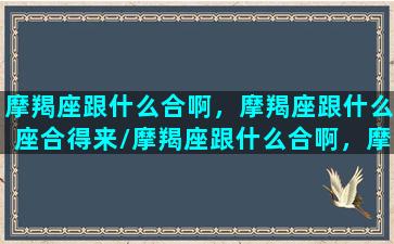 摩羯座跟什么合啊，摩羯座跟什么座合得来/摩羯座跟什么合啊，摩羯座跟什么座合得来-我的网站