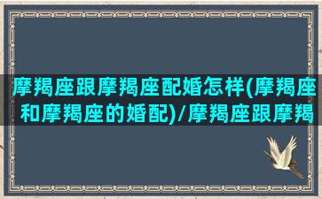 摩羯座跟摩羯座配婚怎样(摩羯座和摩羯座的婚配)/摩羯座跟摩羯座配婚怎样(摩羯座和摩羯座的婚配)-我的网站