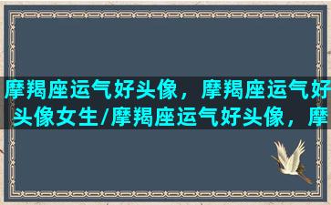 摩羯座运气好头像，摩羯座运气好头像女生/摩羯座运气好头像，摩羯座运气好头像女生-我的网站