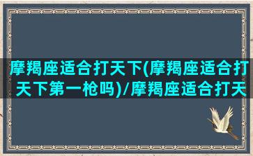 摩羯座适合打天下(摩羯座适合打天下第一枪吗)/摩羯座适合打天下(摩羯座适合打天下第一枪吗)-我的网站