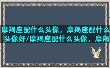 摩羯座配什么头像，摩羯座配什么头像好/摩羯座配什么头像，摩羯座配什么头像好-我的网站