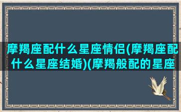 摩羯座配什么星座情侣(摩羯座配什么星座结婚)(摩羯般配的星座)