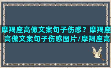 摩羯座高傲文案句子伤感？摩羯座高傲文案句子伤感图片/摩羯座高傲文案句子伤感？摩羯座高傲文案句子伤感图片-我的网站