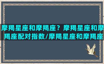 摩羯星座和摩羯座？摩羯星座和摩羯座配对指数/摩羯星座和摩羯座？摩羯星座和摩羯座配对指数-我的网站