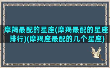 摩羯最配的星座(摩羯最配的星座排行)(摩羯座最配的几个星座)