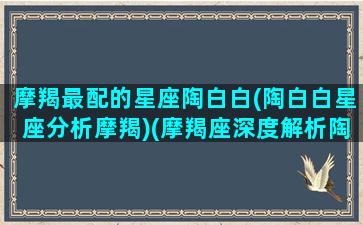 摩羯最配的星座陶白白(陶白白星座分析摩羯)(摩羯座深度解析陶白白)