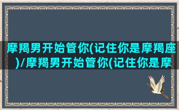 摩羯男开始管你(记住你是摩羯座)/摩羯男开始管你(记住你是摩羯座)-我的网站