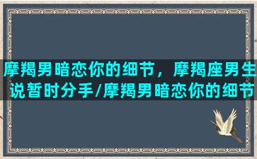 摩羯男暗恋你的细节，摩羯座男生说暂时分手/摩羯男暗恋你的细节，摩羯座男生说暂时分手-我的网站