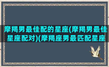 摩羯男最佳配的星座(摩羯男最佳星座配对)(摩羯座男最匹配星座)