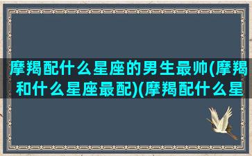 摩羯配什么星座的男生最帅(摩羯和什么星座最配)(摩羯配什么星座最好)