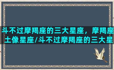 斗不过摩羯座的三大星座，摩羯座土像星座/斗不过摩羯座的三大星座，摩羯座土像星座-我的网站