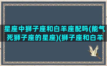 星座中狮子座和白羊座配吗(能气死狮子座的星座)(狮子座和白羊座般不般配)