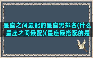 星座之间最配的星座男排名(什么星座之间最配)(星座最搭配的是什么星座)