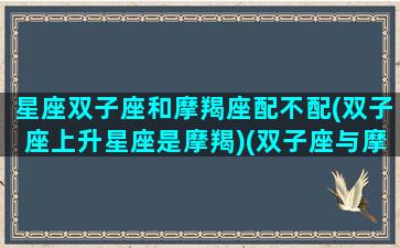 星座双子座和摩羯座配不配(双子座上升星座是摩羯)(双子座与摩羯座的配对指数)