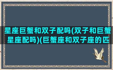 星座巨蟹和双子配吗(双子和巨蟹星座配吗)(巨蟹座和双子座的匹配程度)