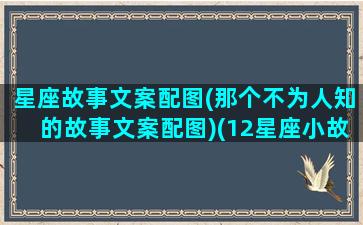 星座故事文案配图(那个不为人知的故事文案配图)(12星座小故事)