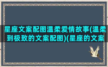 星座文案配图温柔爱情故事(温柔到极致的文案配图)(星座的文案说说)