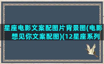 星座电影文案配图片背景图(电影想见你文案配图)(12星座系列微电影)