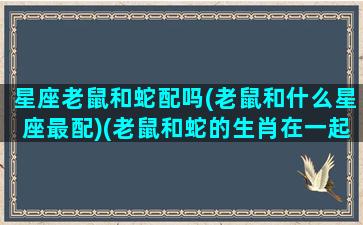 星座老鼠和蛇配吗(老鼠和什么星座最配)(老鼠和蛇的生肖在一起般配)