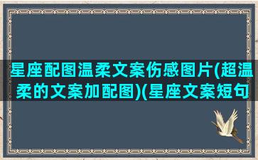 星座配图温柔文案伤感图片(超温柔的文案加配图)(星座文案短句)