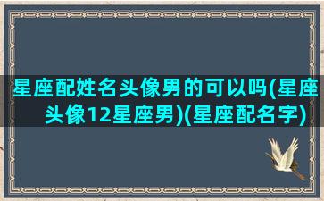 星座配姓名头像男的可以吗(星座头像12星座男)(星座配名字)