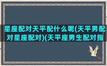 星座配对天平配什么呢(天平男配对星座配对)(天平座男生配对指数)