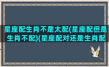 星座配生肖不是太配(星座配但是生肖不配)(星座配对还是生肖配对准)