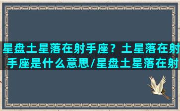 星盘土星落在射手座？土星落在射手座是什么意思/星盘土星落在射手座？土星落在射手座是什么意思-我的网站