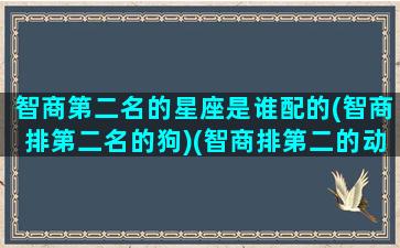 智商第二名的星座是谁配的(智商排第二名的狗)(智商排第二的动物)