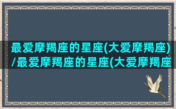 最爱摩羯座的星座(大爱摩羯座)/最爱摩羯座的星座(大爱摩羯座)-我的网站