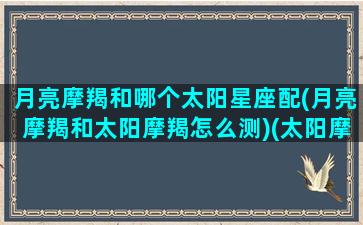 月亮摩羯和哪个太阳星座配(月亮摩羯和太阳摩羯怎么测)(太阳摩羯,月亮摩羯)