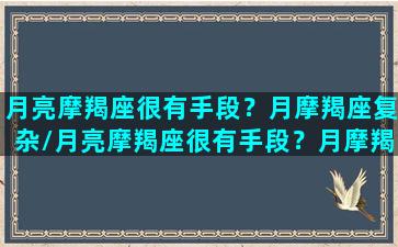 月亮摩羯座很有手段？月摩羯座复杂/月亮摩羯座很有手段？月摩羯座复杂-我的网站