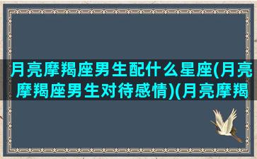 月亮摩羯座男生配什么星座(月亮摩羯座男生对待感情)(月亮摩羯男有真爱吗)