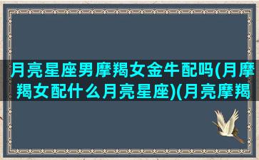 月亮星座男摩羯女金牛配吗(月摩羯女配什么月亮星座)(月亮摩羯女和月亮金牛男的爱情)