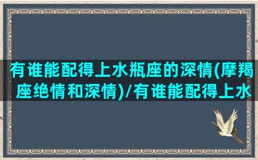 有谁能配得上水瓶座的深情(摩羯座绝情和深情)/有谁能配得上水瓶座的深情(摩羯座绝情和深情)-我的网站