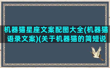 机器猫星座文案配图大全(机器猫语录文案)(关于机器猫的简短说说)