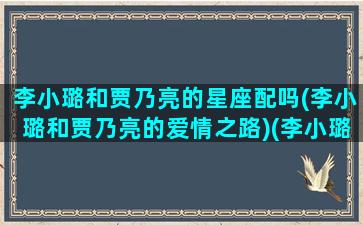 李小璐和贾乃亮的星座配吗(李小璐和贾乃亮的爱情之路)(李小璐和贾乃亮关系)