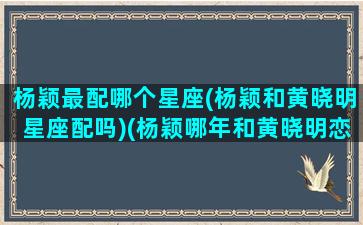 杨颖最配哪个星座(杨颖和黄晓明星座配吗)(杨颖哪年和黄晓明恋爱的)