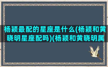 杨颖最配的星座是什么(杨颖和黄晓明星座配吗)(杨颖和黄晓明属什么)