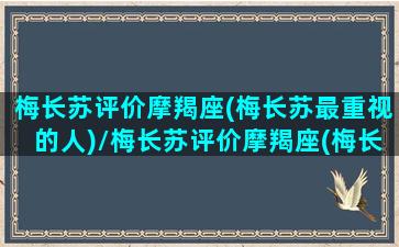 梅长苏评价摩羯座(梅长苏最重视的人)/梅长苏评价摩羯座(梅长苏最重视的人)-我的网站