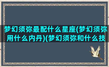 梦幻须弥最配什么星座(梦幻须弥用什么内丹)(梦幻须弥和什么技能冲突)