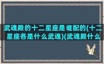 武魂殿的十二星座是谁配的(十二星座各是什么武魂)(武魂殿什么实力)