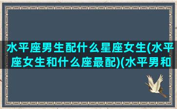 水平座男生配什么星座女生(水平座女生和什么座最配)(水平男和什么星座合适)