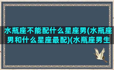 水瓶座不能配什么星座男(水瓶座男和什么星座最配)(水瓶座男生最不相配的星座)