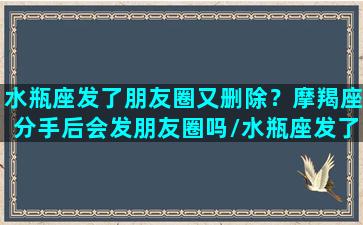 水瓶座发了朋友圈又删除？摩羯座分手后会发朋友圈吗/水瓶座发了朋友圈又删除？摩羯座分手后会发朋友圈吗-我的网站