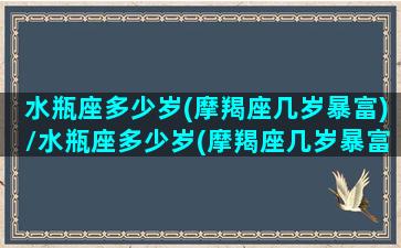 水瓶座多少岁(摩羯座几岁暴富)/水瓶座多少岁(摩羯座几岁暴富)-我的网站