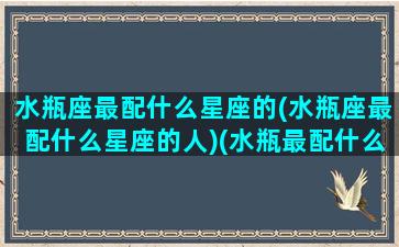 水瓶座最配什么星座的(水瓶座最配什么星座的人)(水瓶最配什么星座的话)