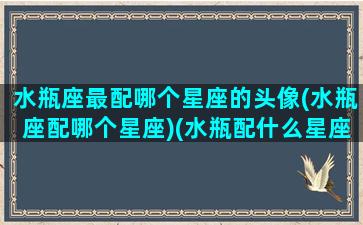 水瓶座最配哪个星座的头像(水瓶座配哪个星座)(水瓶配什么星座配对)